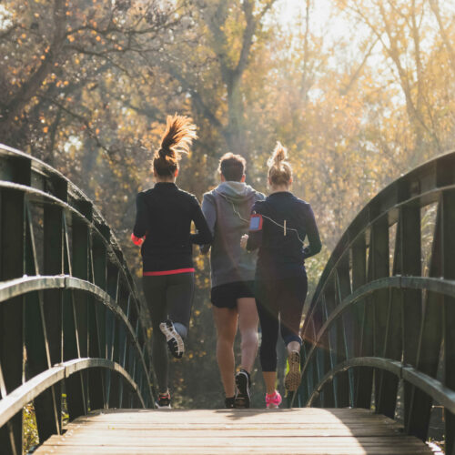 rear-view-healthy-people-running-across-bridge