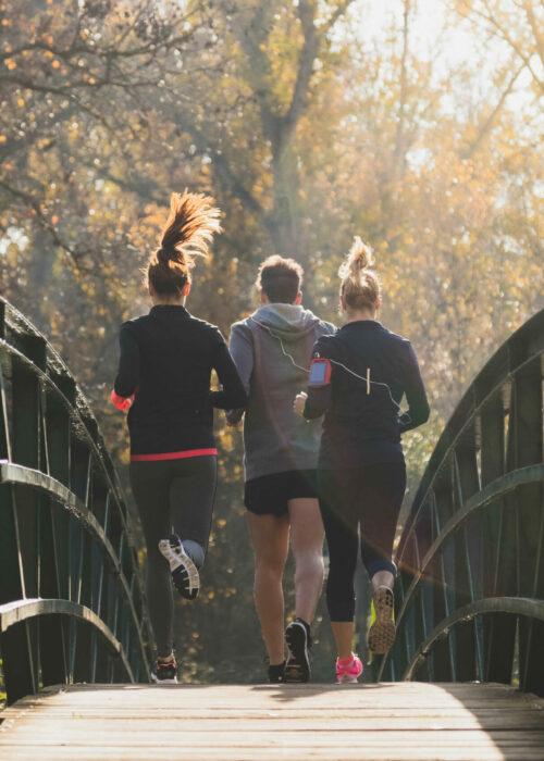 rear-view-healthy-people-running-across-bridge